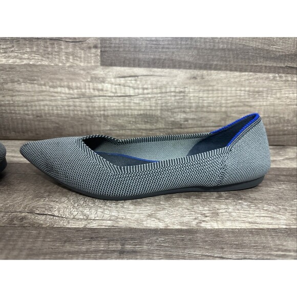 Rothys The Point Flats Cloud Gray Birdseye Knit Slip On Shoe Womans 7 Used - Picture 11 of 14